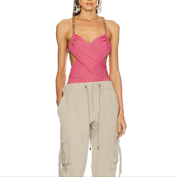 Nwot Siouxie DUNDAS x Revolve cut out resin chained bodysuit xxs - Picture 1 of 8